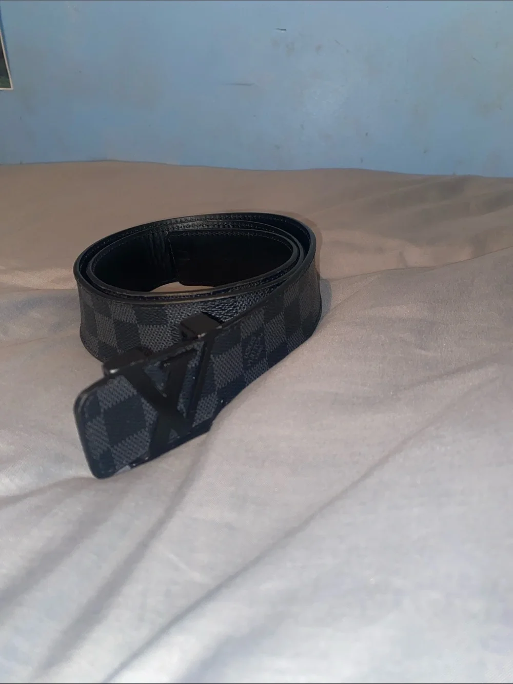 Louis Vuitton Black and Gray Damier Graphite Men's Belt